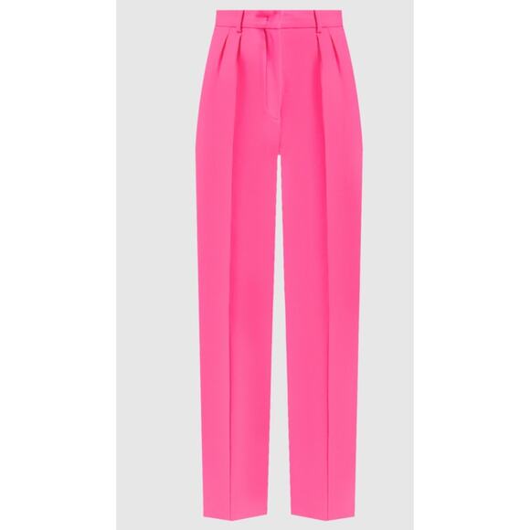 Sportmax Tibet High-Rise Wide-Leg Hot Neon Barbie Bubblegum Pink Trouser Pants 2 - Picture 3 of 8